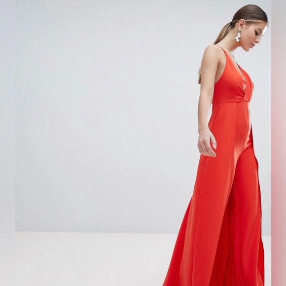 ASOS Draped bodice jumpsuit with wide legs and skirt overlay size 14 - Picture 3 of 7